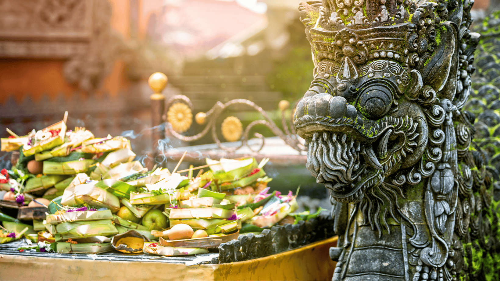 bali statue and offering